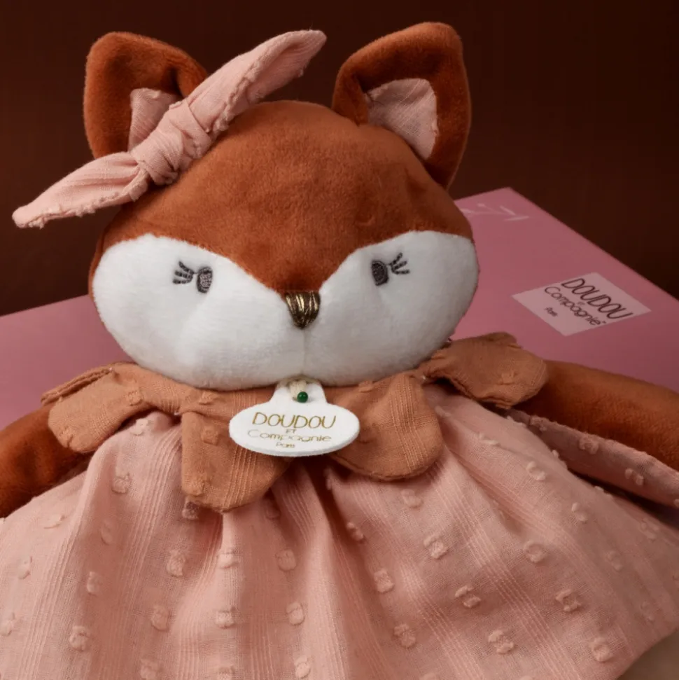 Doudou plat 29 cm mina la renarde