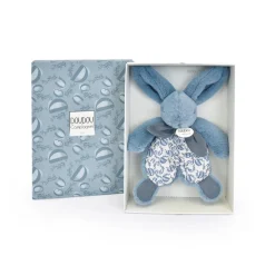 Doudou plat lapin bleu lapin doudou 18 cm