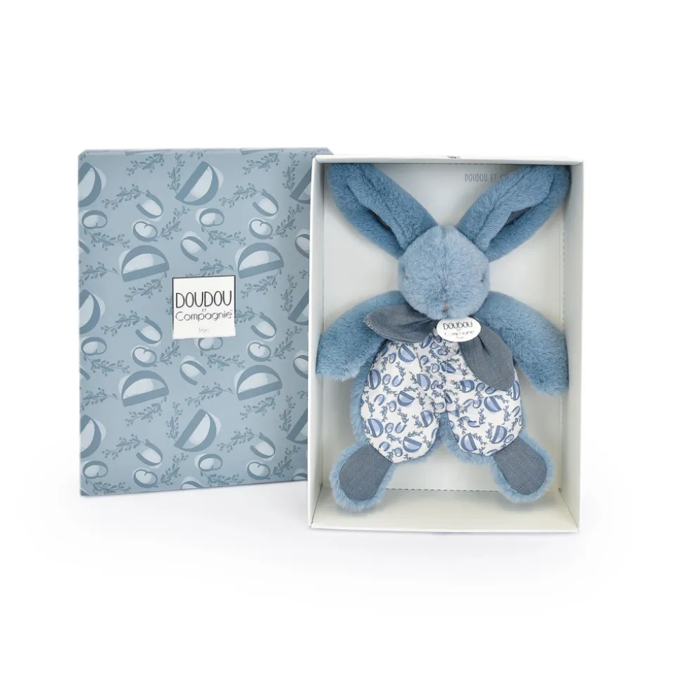 Doudou plat lapin bleu lapin doudou 18 cm
