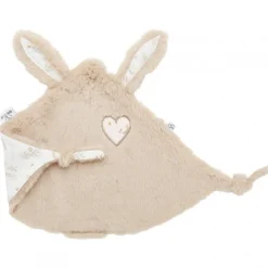 Doudou plat lapin petit cœur beige et coton