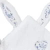 Doudou plat lapin petit cœur microfibre blanc / imprimé forêt