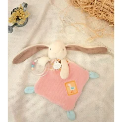 Doudou plat lapin rose