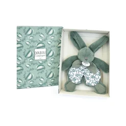 Doudou plat lapin vert sauge lapin doudou 18 cm