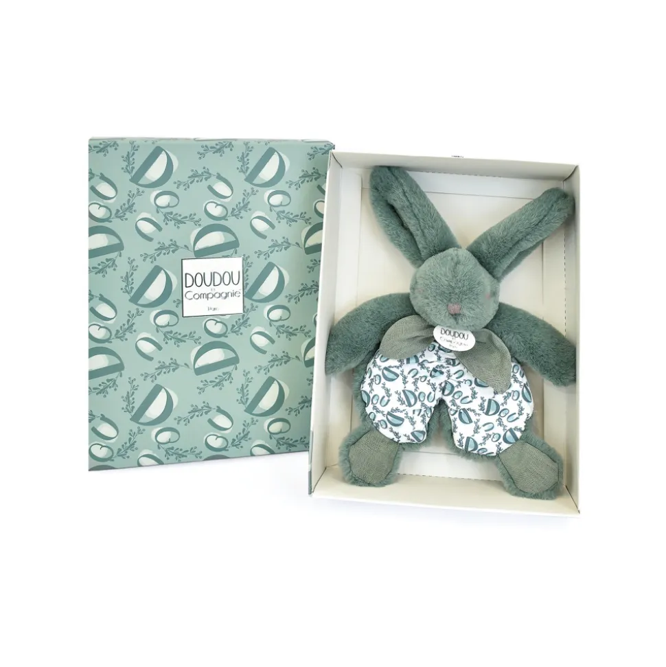 Doudou plat lapin vert sauge lapin doudou 18 cm