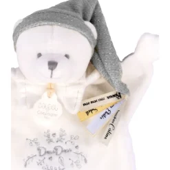 Doudou plat ours cape 25 cm argent