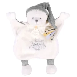 Doudou plat ours cape 25 cm argent
