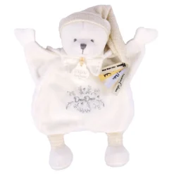 Doudou plat ours cape 25 cm blanc