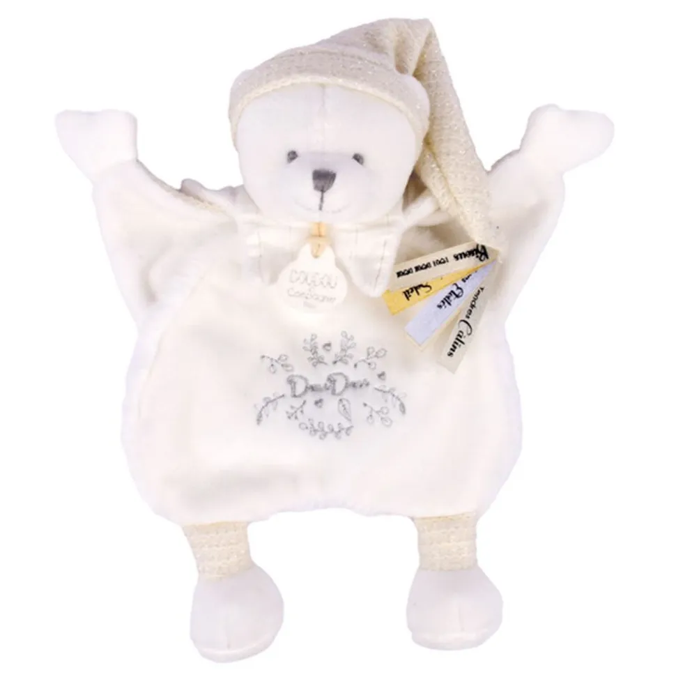 Doudou plat ours cape 25 cm blanc