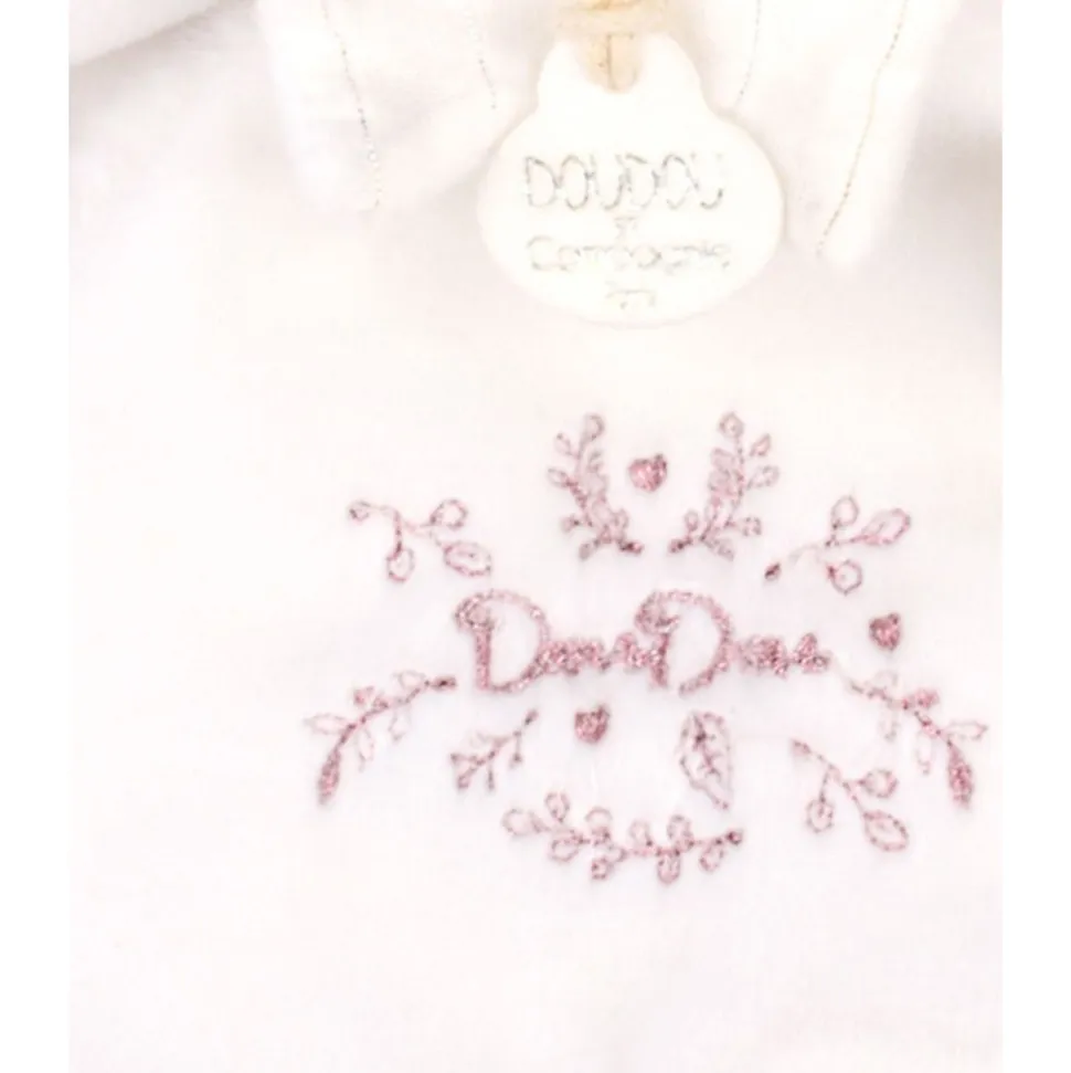 Doudou plat ours cape 25 cm rose