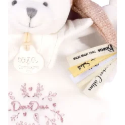 Doudou plat ours cape 25 cm rose