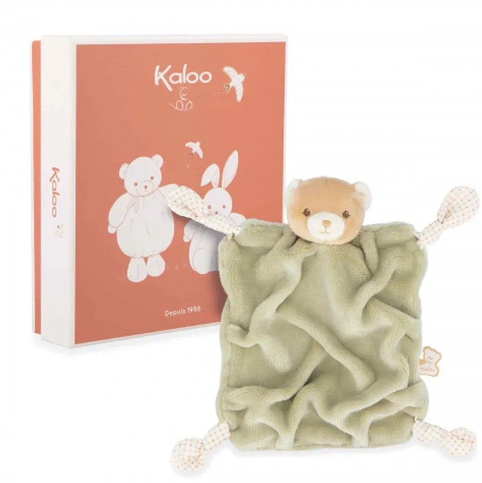 Doudou plat ours vert 24 cm