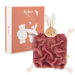 Doudou plat plume lapin bordeaux 24 cm