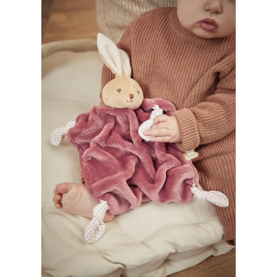Doudou plat plume lapin bordeaux 24 cm