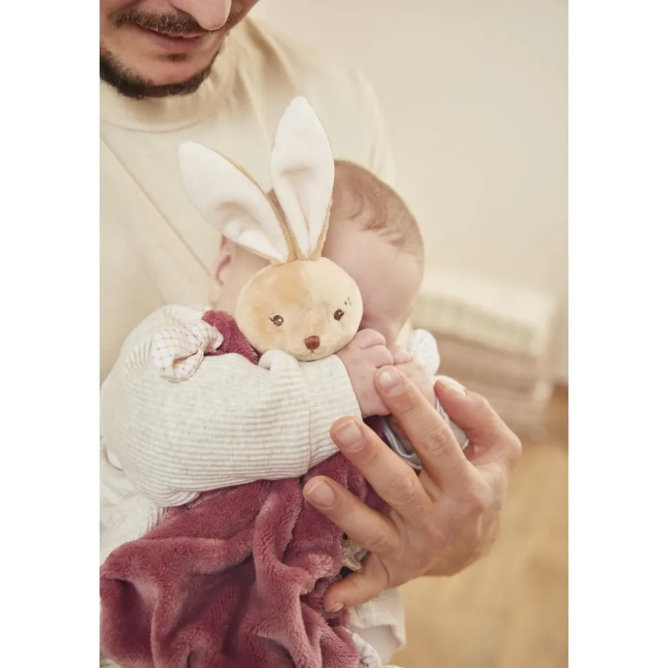 Doudou plat plume lapin bordeaux 24 cm