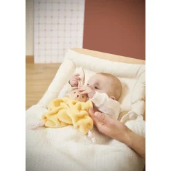 Doudou plat plume lapin jaune 24 cm