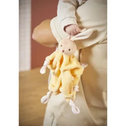 Doudou plat plume lapin jaune 24 cm
