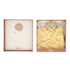 Doudou plat plume lapin jaune 24 cm