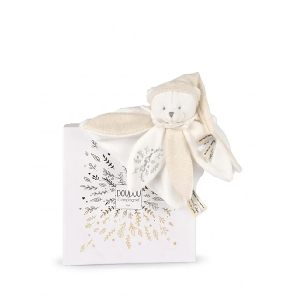 Doudou pétale plat collector ours 25 cm blanc