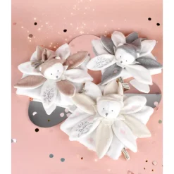 Doudou pétale plat collector ours 25 cm blanc
