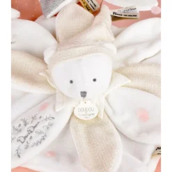 Doudou pétale plat collector ours 25 cm blanc