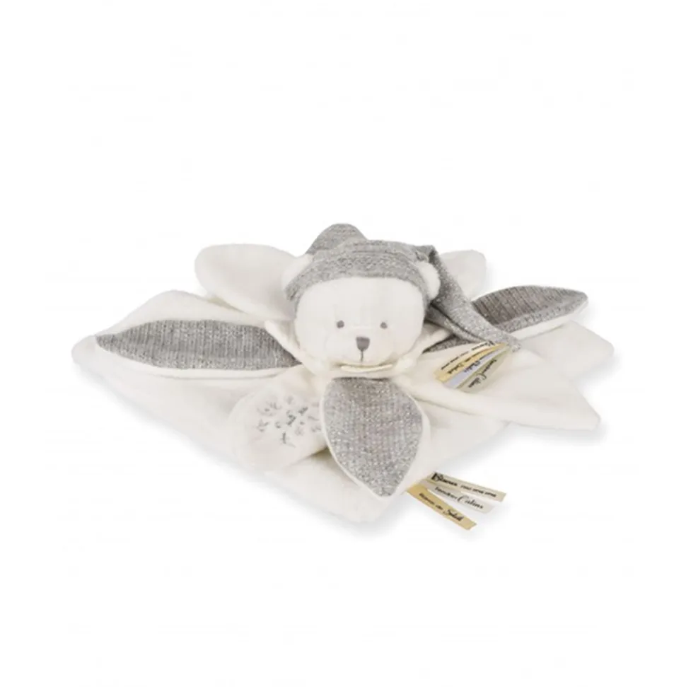 Doudou pétale plat collector ours 25 cm argent