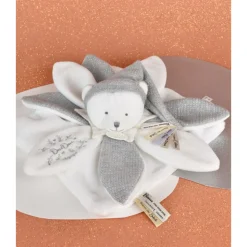 Doudou pétale plat collector ours 25 cm argent