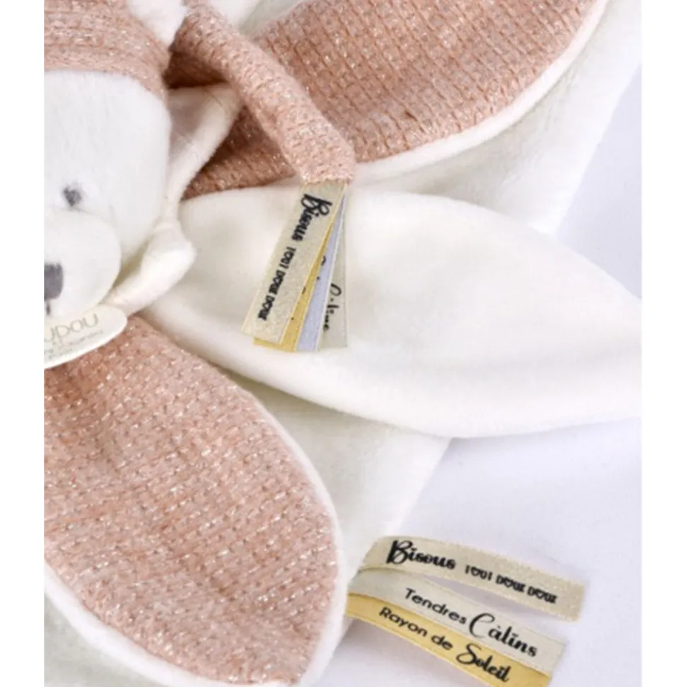 Doudou pétale plat collector ours 25 cm rose