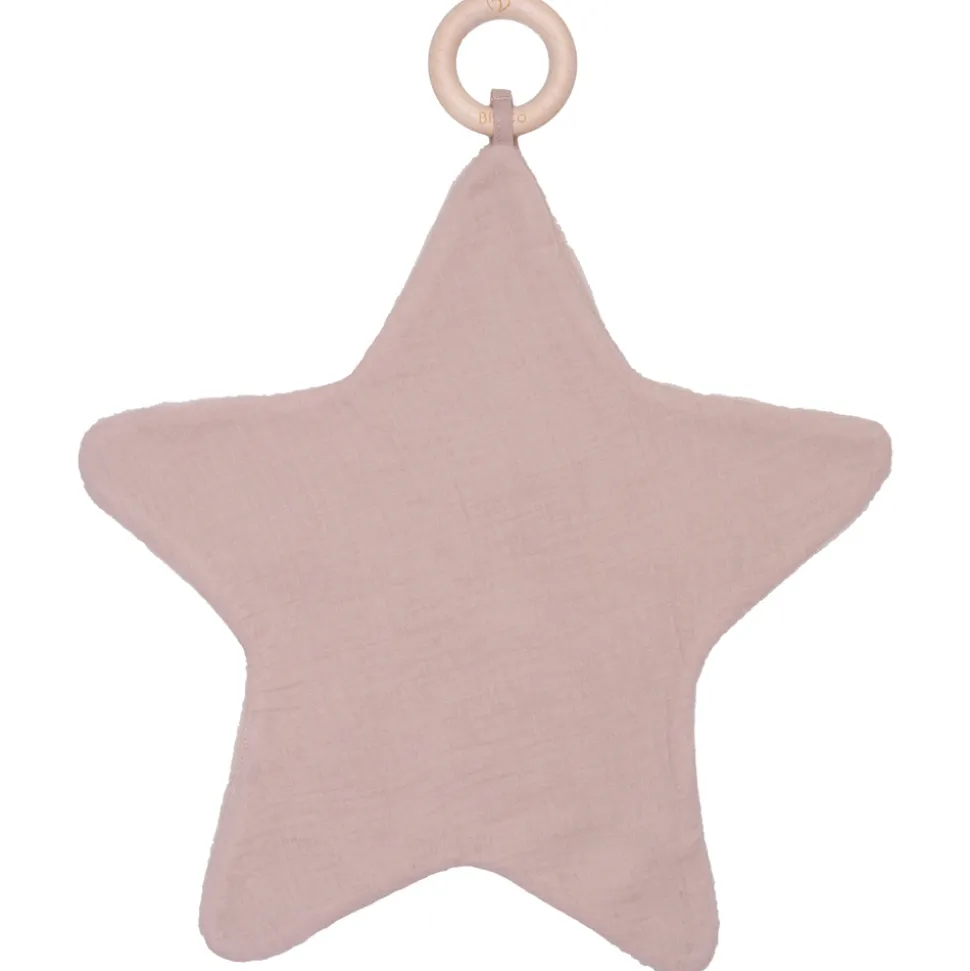 Doudou étoile bi-matière avec anneau de dentition pétale biscuit