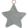 Doudou étoile bi-matière avec anneau de dentition pétale vert de gris
