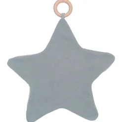 Doudou étoile bi-matière avec anneau de dentition pétale vert de gris