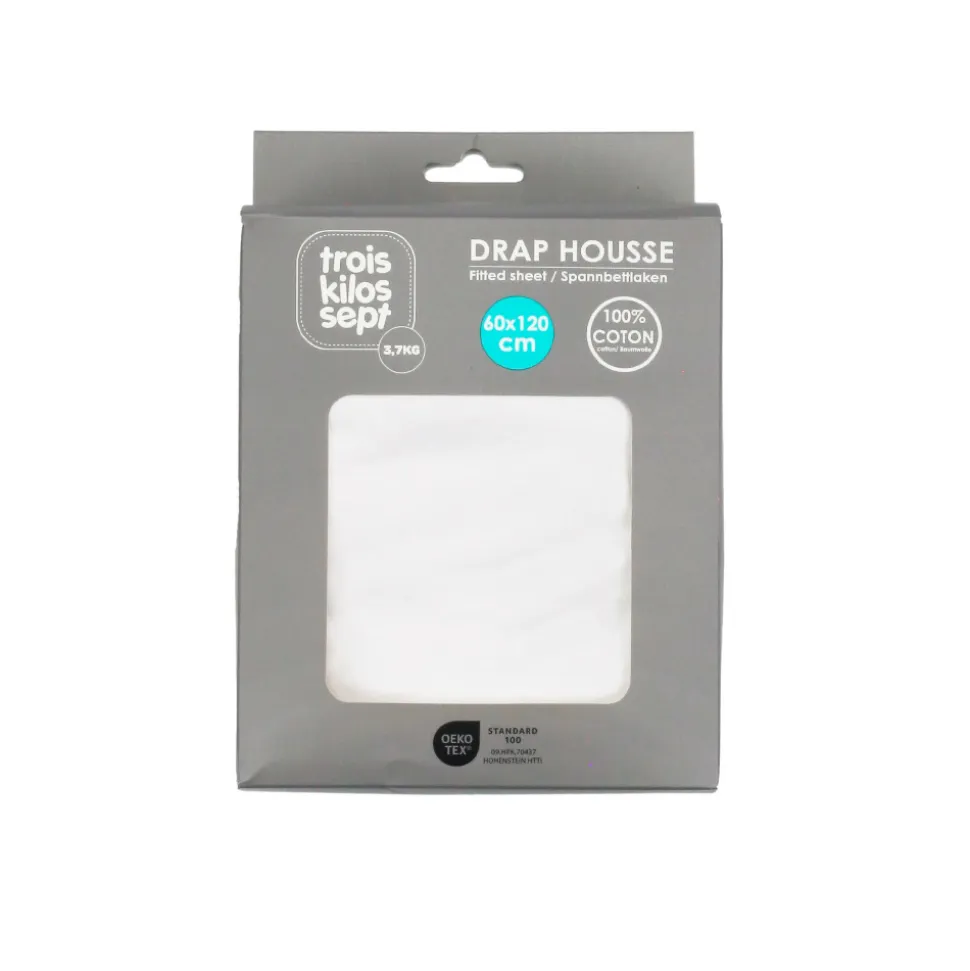 Drap housse blanc 60 x 120 cm
