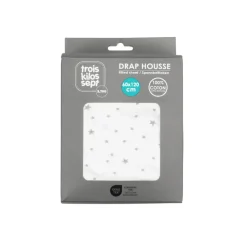 Drap housse 70*140 - etoiles blanc