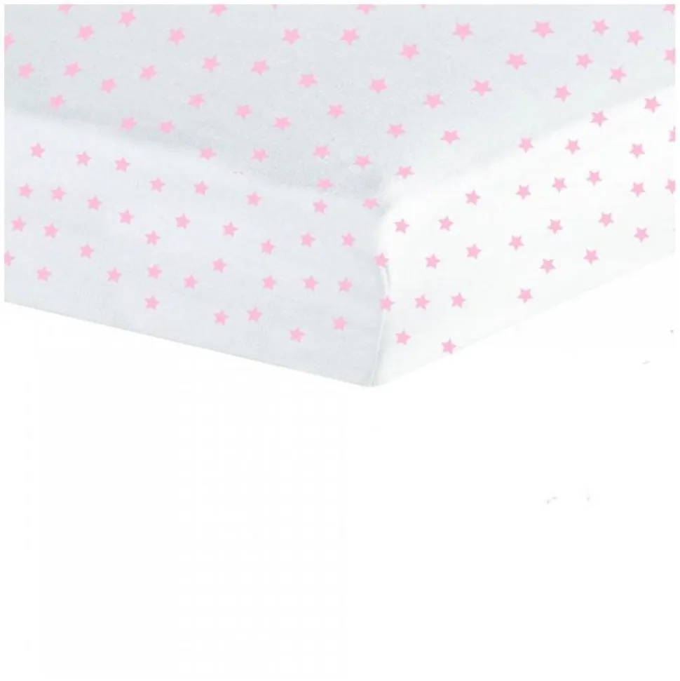 Drap housse 70*140 - etoiles rose