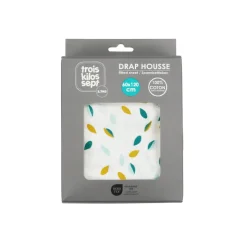 Drap housse feuilles 60 x 120 cm