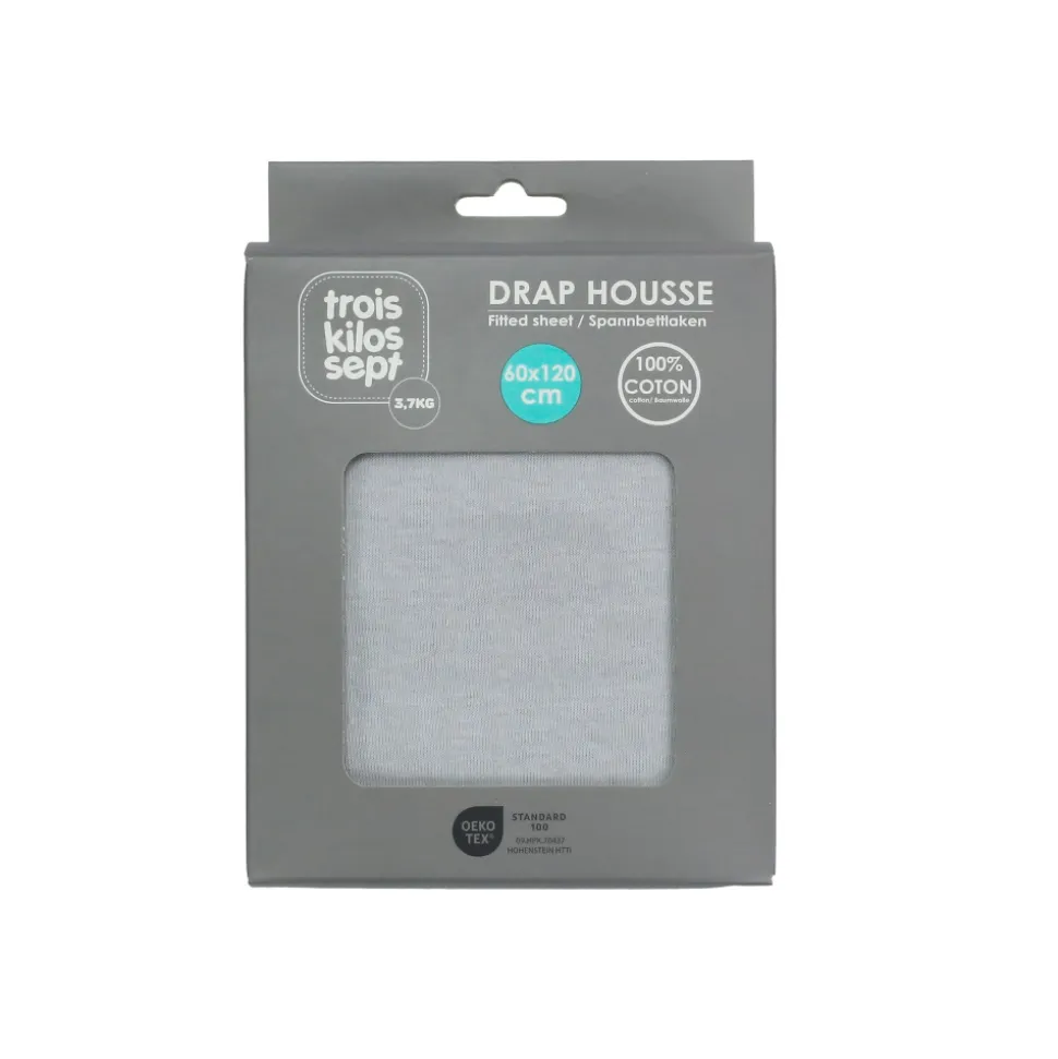 Drap housse gris 60 x 120 cm