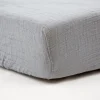 Drap housse gris 70 x 140 cm double gaze