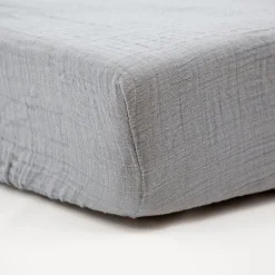 Drap housse gris 70 x 140 cm double gaze