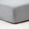 Drap housse gris 60 x 120 cm double gaze