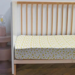 Drap housse jersey imprime 60 x 120 cm honey moon - savane