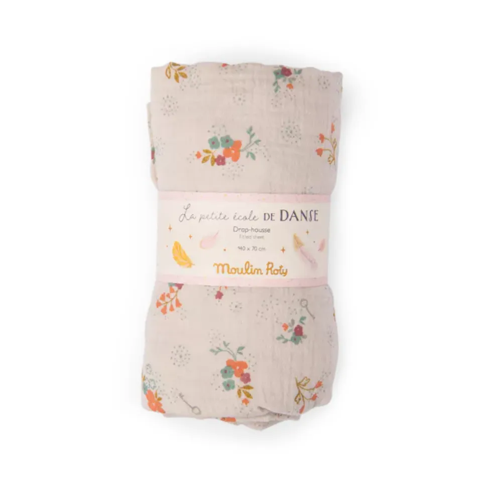Drap housse lit bébé 70 x 140 cm la petite école de danse - fleurs