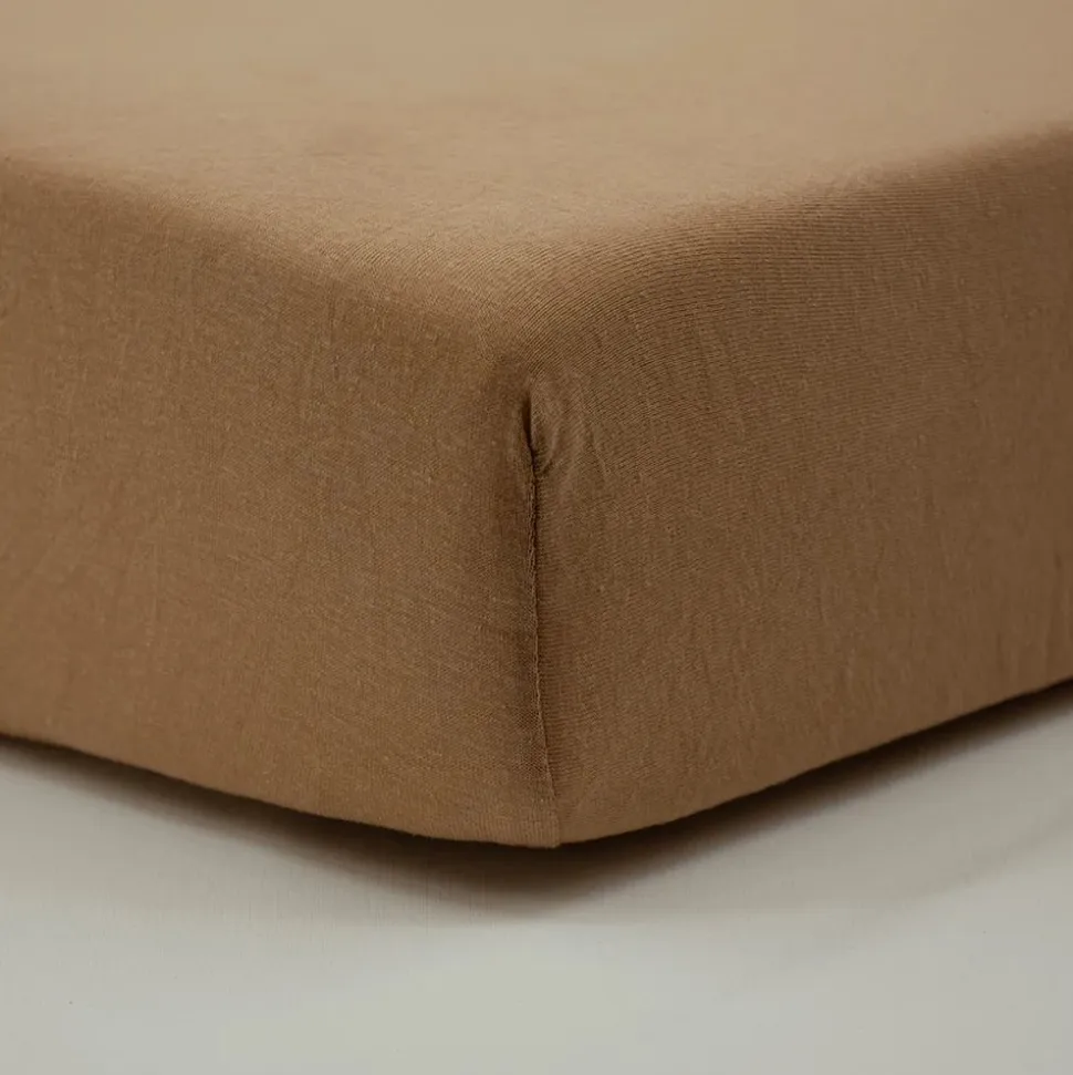 Drap housse noix de pécan 70x140 cm jersey