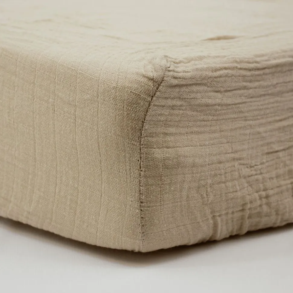 Drap housse taupe 70 x 140 cm double gaze