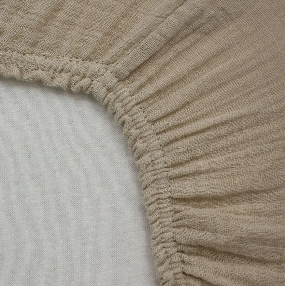 Drap housse taupe 70 x 140 cm double gaze