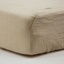 Drap housse taupe 60 x 120 cm double gaze