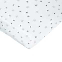 Drap housse étoiles blanc 70x140cm jersey
