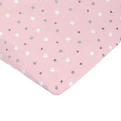 Drap housse étoiles rose 70x140cm jersey