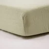 Drap housse vert mousse 70 x 140 cm double gaze