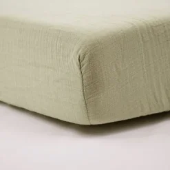 Drap housse vert mousse 70 x 140 cm double gaze