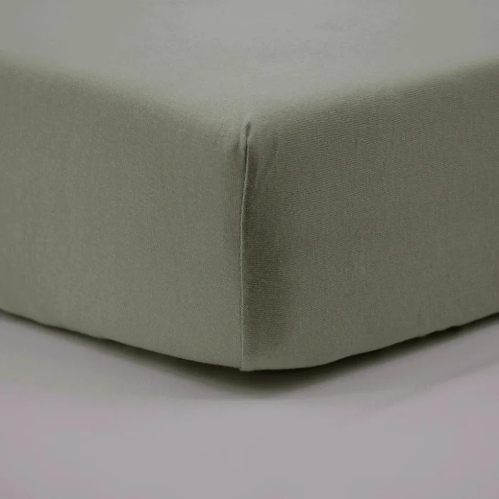 Drap housse vert mousse 70x140 cm jersey