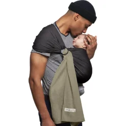 Echarpe de portage sans nœud - anthracite, olive (réversible)